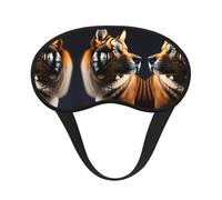 Tiger and Dog - Cómoda máscara de dormir de satén con borde negro para bloquear la luz y dormir reparador