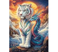 Tiger And Dragón en el bosque mágico Puzzle 1000 Piezas Educativo Impresión HD Cuento de hadas acompañante con animales Juego De Rompecabezas Para Familia Entretenimiento Inteligente Construir Maqueta