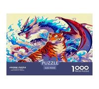 Tiger and Dragon Rompecabezas 1000 Piezas Animal Estéticos Y Desafiantes Decoración del Hogar Regalos para Mujeres, Regalos para Hombres para Adultos Y Niños Mayores De 8 Años 70x50cm/1000pcs