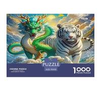 Tiger And Dragon Rompecabezas 1000 Piezas Animal Estéticos Y Desafiantes Decoración Del Hogar Regalo Para Familiares/Parejas Entretenimiento Creativo Para Adultos Y Niños Mayores De 8 Años 70x50cm/100