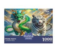Tiger and Dragon Rompecabezas 1000 Piezas Animal Estéticos Y Desafiantes Entretenimiento Creativo Regalo para Familiares/Parejas para Adultos Y Niños Mayores De 8 Años 38x26cm/1000pcs