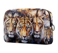 Tiger and Lions - Neceser para mujer, neceser de viaje, bolsa organizadora de maquillaje grande con cremallera, multicolor, 18.5x7.5x13cm/7.3x3x5.1in, Neceser