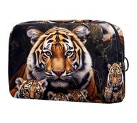 Tiger and Little Cubs - Neceser para mujer, neceser de viaje, bolsa organizadora de maquillaje con cremallera, multicolor, 18.5x7.5x13cm/7.3x3x5.1in, Neceser
