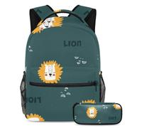 Tiger and Tropical Plants Adventure Awaits, mochila con estuche para lápices, juego de 2 piezas, perfecto para estudiantes, niños, niñas y adolescentes, Multicolor#06, B：29.4x20x40cm P：19x7.5x3.8cm,