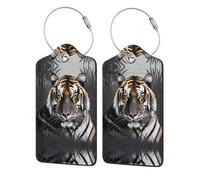 Tiger at Rest - 2 etiquetas de piel sintética para viajes de negocios, adecuadas para bolsos, mochilas, equipaje