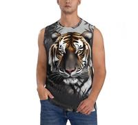 Tiger at Rest - Chaleco sin mangas para hombre, ajuste holgado, transpirable, de secado rápido, chaleco deportivo para gimnasio, Negro, 3X-Large-4X-Large