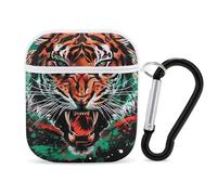 Tiger Black History - Funda rígida protectora con llavero para auriculares AirPods 1 y 2, diseño de bandera africana de Estados Unidos, Estilo blanco, Talla única