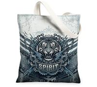 Tiger - Bolsa de lona para mujer, industrial Bold Gear Lightning ninguno, azul, lavable, reutilizable, para compras, brunch, parque, biblioteca, excursiones, 13 x 15 pulgadas
