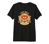 Tiger Born Wild Stay Wild Forest Amantes de los Animales Vida Silvestre Gato Camiseta Premium
