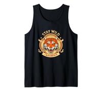 Tiger Born Wild Stay Wild Forest Amantes de los Animales Vida Silvestre Gato Camiseta sin Mangas