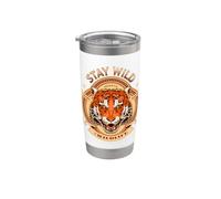Tiger Born Wild Stay Wild Forest Amantes de los animales Vida silvestre Gato Vaso térmico de acero inoxidable de doble pared