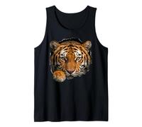 Tiger Breaking Through Torn Hole - Gráfico de Gato Salvaje Camiseta sin Mangas