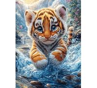Tiger Cub Persona en el Bosque mágico Puzzle 300 Piezas Relajante Premium Cuento de Hadas acompañante Adorable Rompecabezas para Hombres Y Mujeres Estera Portátil 3D Decoración Hogar Duradera 300 PCS