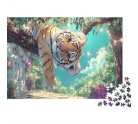 Tiger Cub suspendu Sur arbre 1000 Piece Jigsaw Puzzle for Teenagers Faune Sauvage Cadeau Idéal Détente Décoration D’intérieur Jeu Éducatif 52x38cm/1000pcs