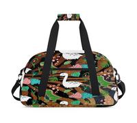 Tiger Cute Dinosaur - Bolsas de lona para niñas y niños, diseño de tigre, bolsa de viaje de fin de semana, 24 L, bolsa de deporte para gimnasio, práctica, color, 24 L, Organizador de bolsas