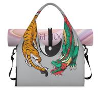 Tiger Dragon Yin Yang - Bolsa deportiva de lona para mujeres y hombres, bolsa de viaje de fin de semana con compartimento para zapatos, bolsa de hombro para yoga, gimnasio, viajes, color, L,