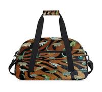 Tiger Funny Dinosaur - Bolsas de lona para niñas y niños, diseño retro de tigre durante la noche, fin de semana, bolsa de viaje de 24 L, bolsa de deporte para gimnasio, práctica, color, 24 L,