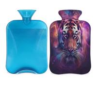Tiger Galaxy Nebula - Botella de agua caliente con funda, 2 L, gran capacidad, bolsa de agua para noches acogedoras, alivio del dolor, espalda, cuello y hombros
