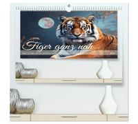 Tiger ganz nah (hochwertiger Premium Wandkalender 2026 DIN A2 quer), Kunstdruck in Hochglanz: Auge in Auge mit der größten Raubkatze - Zauberhafte Portraits der KI