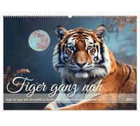 Tiger ganz nah (Wandkalender 2026 DIN A2 quer), CALVENDO Monatskalender: Auge in Auge mit der größten Raubkatze - Zauberhafte Portraits der KI