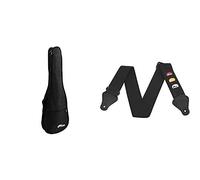 Tiger GGB7-FEL - Funda para guitarra eléctrica tamaño 4/4, negro + STP4-BK- Correa para guitarra con porta púas, soporta hasta 3 púas, color negro