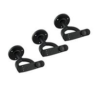 TIGER GST42-3-BK Soporte de pared para guitarra, Colgador de pared seguro para guitarra con soporte y montaje incluidos, Pack de 3