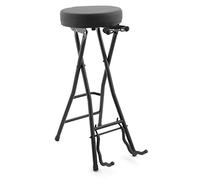 Tiger GST99-BK2 Taburete de guitarra plegable con soporte y reposapiés incorporado, Negro