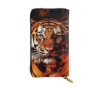 Tiger in Fire - Cartera de piel para mujer, monedero largo, ultrafino, soporte para tarjetas de crédito, bolso plegable