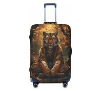 Tiger in the Fallen Leaf Forest Fundas de equipaje de viaje, fundas elásticas para maleta, protector para equipaje de 18 a 32 pulgadas, Black, L