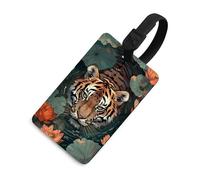 Tiger in The Lotus Pond - Etiqueta de equipaje para bolsa de viaje, maleta, etiquetas de nombre