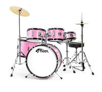 Tiger JDS14-PK Juego de batería junior de 5 piezas - Batería rosa para niños, edades de 3 a 10 años