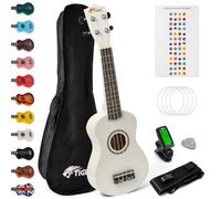 Tiger Kit de Ukelele Soprano, Principiantes Paquetes, Color Blanco