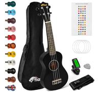 Tiger Kit de Ukelele Soprano Principiantes Unidades, Negro