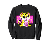 Tiger Kitten Boba Bubble Tea Lindo Gato Kawaii Anime Felino Sudadera
