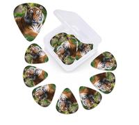 Tiger Laying on the Grass - Púas de guitarra de celuloide de diferentes grosores, paquete de 12 púas de guitarra con caja de almacenamiento personalizada para púas de guitarra acústica