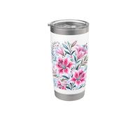 Tiger Lilies Blue White Pink Summer Spring Flowers Lily Buds Vaso térmico de acero inoxidable de doble pared