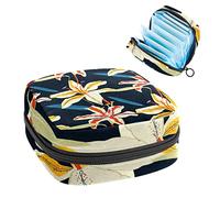 Tiger Lily Floral Pattern Black,Period Pouch Portable Bag Tampón Storage Bag Tampón Holder for Purse Feminine Product Organizer, Varios colores, 4.7x6.6x6.6 in/12x17x17 cm