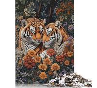 Tiger Love in Bloom - Rompecabezas de 500 piezas para adultos, rompecabezas para adultos, rompecabezas para relajarse, 500 piezas (52 x 38 cm)