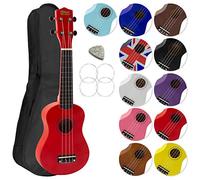 Tiger Mad About SU8 Ukelele soprano en rojo, con estuche, púa y cuerdas de repuesto, óptima para escuelas y principiantes, SU8-RD, Tamaño completo