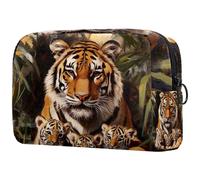 Tiger Mother and Cubs - Neceser para mujer, neceser de viaje, bolsa organizadora de maquillaje grande con cremallera, multicolor, 18.5x7.5x13cm/7.3x3x5.1in, Neceser