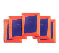 Tiger Notes Bevel Series - Juego de 5 cuadernos en espiral, rayados, tamaño A4 (297 x 210 mm), 250 páginas, papel de 68 g/m², tapa suave, encuadernado con alambre, uso escolar, universitario, oficina