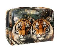 Tiger on Forest - Neceser para mujer, neceser de viaje, de PVC, organizador de maquillaje con cremallera, multicolor, 18.5x7.5x13cm/7.3x3x5.1in, Neceser