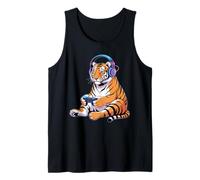 Tiger Print Controlador De Videojuegos Azul Tigre Disfraz Adulto Camiseta sin Mangas