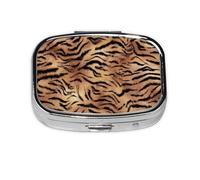 Tiger Print,Meta Pastillero de 2 compartimentos, organizador portátil