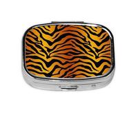 Tiger Prints,Meta Pastillero 2 Compartimentos Medicina Caso Organizador Portátil