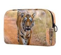 Tiger Prowl on The Road - Bolsa de cosméticos para mujer, neceser de viaje, bolsa organizadora de maquillaje grande con cremallera, multicolor, 18.5x7.5x13cm/7.3x3x5.1in, Neceser