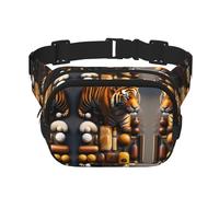 Tiger - Riñonera cuadrada de doble capa con correa ajustable para actividades al aire libre, color negro, talla única, Black, Talla única