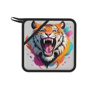Tiger Roar 1 alfombrilla de silicona resistente al calor, alfombrilla cuadrada de 18 cm, adecuada para té, barbacoa, cocina, etc.