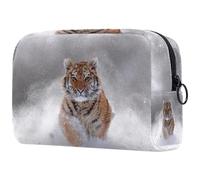 Tiger Running in The Snow - Neceser para mujer, neceser de viaje, bolsa organizadora de maquillaje grande con cremallera, multicolor, 18.5x7.5x13cm/7.3x3x5.1in, Neceser