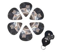 Tiger sitting on rock animal - Púas de guitarra de celuloide de 3 grosores diferentes con soporte para púas de guitarra, púas de guitarra personalizadas para guitarra acústica, guitarra eléctrica,